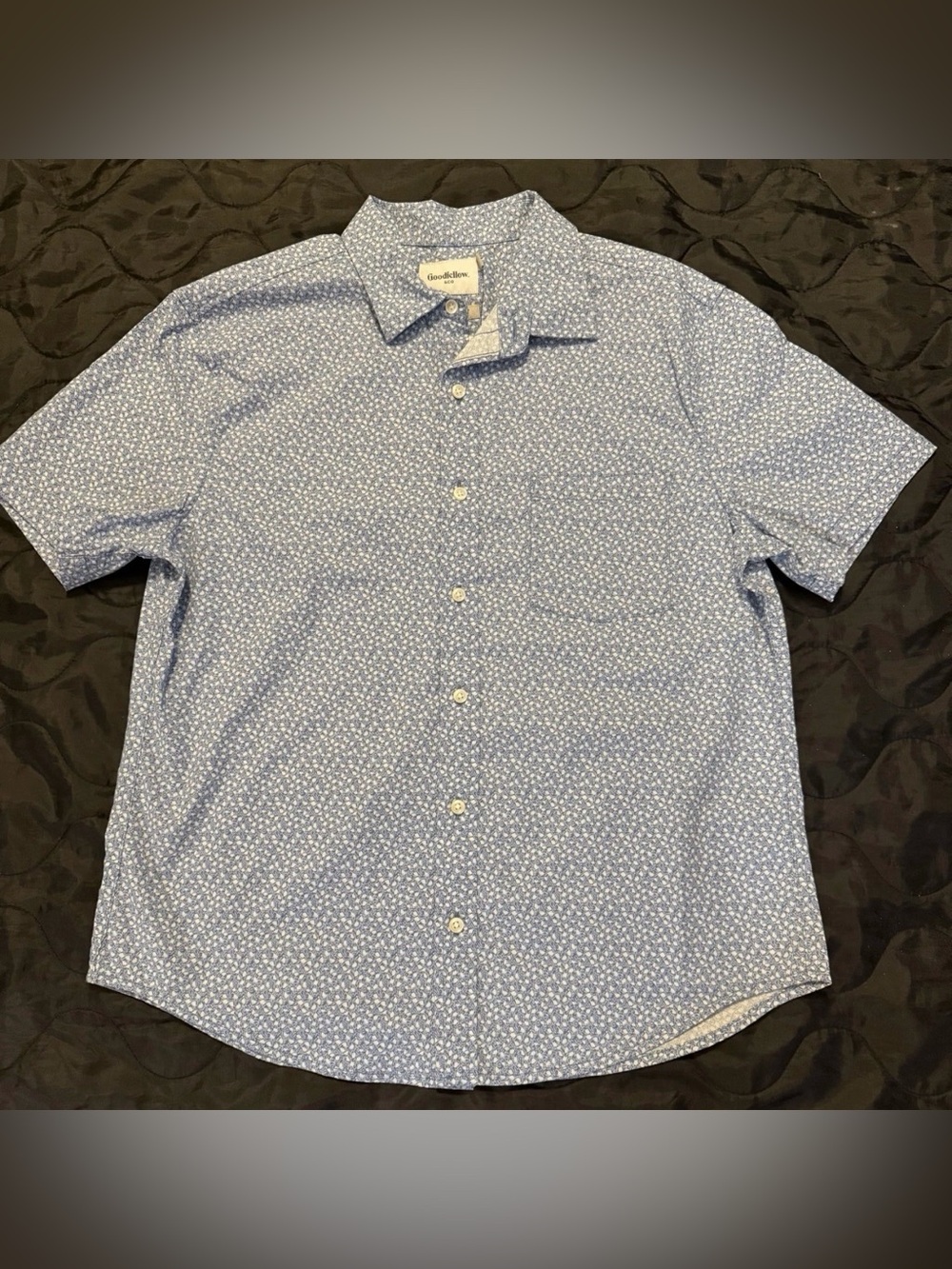 Goodfellow & Co Light Blue Micro-Print Short Sleeve Button-Down Shirt
